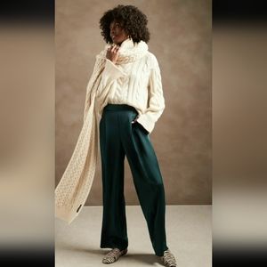 BANANA REPUBLIC XL TEAL SATIN WIDE PANTS